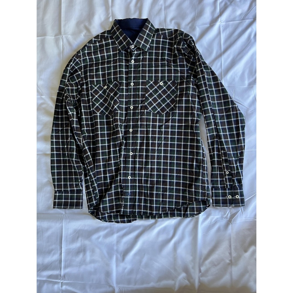 Bugatchi Shirt Mens Large Multi Color Plaid Long Sleeve Button Up Cotton Classic - Picture 3 of 14